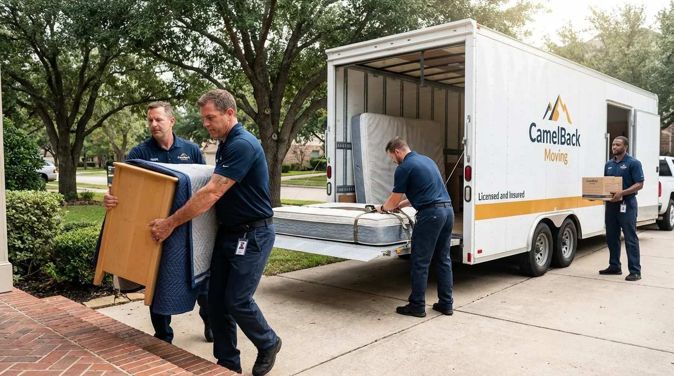 Crew loading residential truck for cross-state move from Murphy, ID