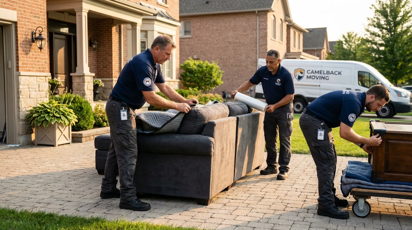 Large estate moving crew wrapping furniture in Murphy, ID