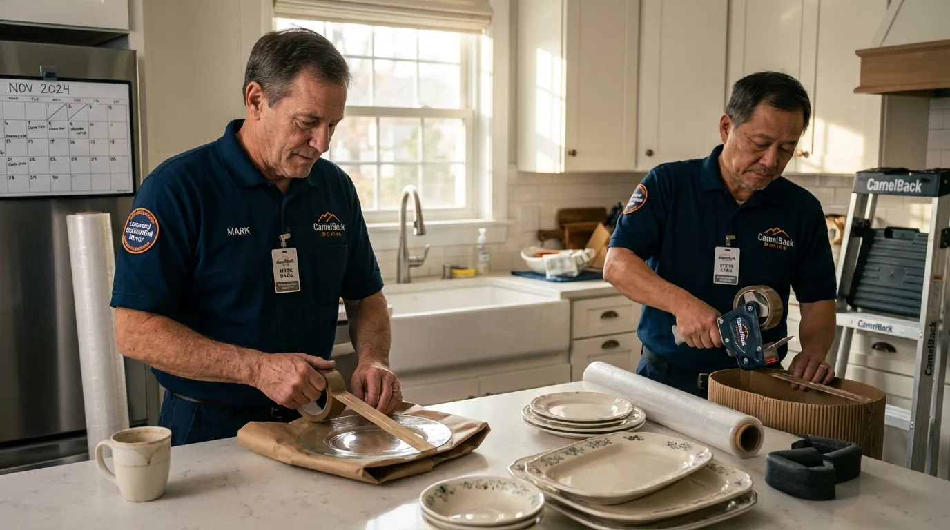 Professional crew packing kitchen dishware in Murphy, ID